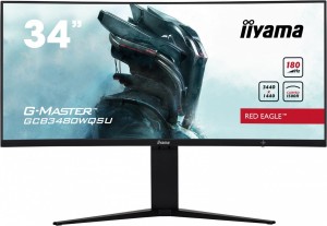 Monitor 34 cale GCB34801WQSU-B1 VA,UWQHD,180HZ,0.4ms,1500R(Curved),   2xHDMI,2xDP,2xUSB 3.2,2x3W,HDR400,HAS(110mm),VESA(100x100mm) 