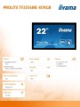 Monitor wielkoformatowy  21.5 cala TF2234MC-B7AGB IPS,10PKT.VGA,HDMI,DP,FHD,IP65,6H-1504205