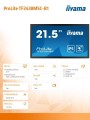 Monitor wielkoformatowy 21.5 cala TF2238MSC-B1 IPS,FHD,DP,HDMI,2x2W,2xUSB,600(cd/m2),  10pkt.7H,IP1X(Front),Pion/Poziom-1710155