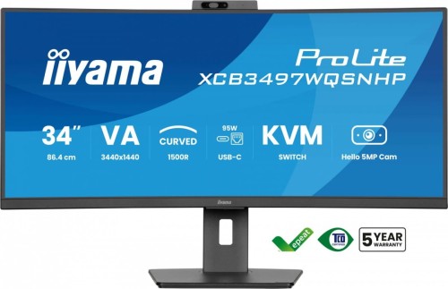 Monitor 34 cale XCB3497WQSNPH-B1,VA,UWQHD,1500R,USB-C Dock 95W, RJ45, KVM,2x5W, kamera 5MP, /5y/-1982628