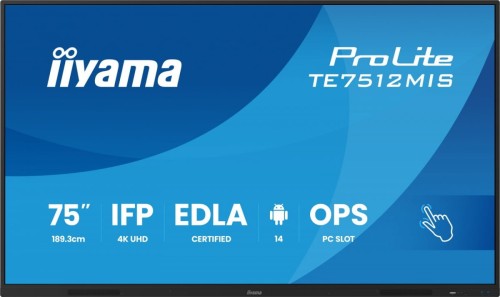 Monitor 75 cali TE7512MIS-B4AG  40pkt,IPS,4K,24/7,7H,                ANDROID 14, RK3576, 8/128GB, EDLA, Essential-2010868