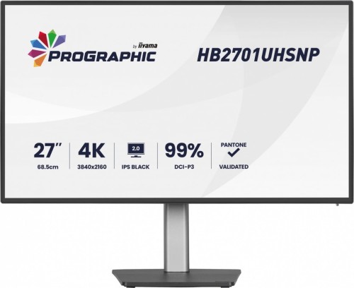 Monitor 27 cali ProGraphic HB2701UHSNP-B1 4K,IPS BLACK 2.0,450cd,VESA USB-c dock(PD:96W),HDMI,DP,DAISY/CHAIN,4xUSB,RJ45,3000:1,sRGB:100%,DCI-P3:99%,KV-2084421
