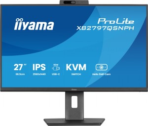 Monitor 27 cali Prolite XB2797QSNPH-B1,IPS,QHD,CAM,MIC,HDMI, DP, 4xUSB,75Hz, USB-C DOCK  96W, RJ45,KVM, 2x2W, 5MP WINDOWS HELLO, HAS 150,  350CD, 1ms
